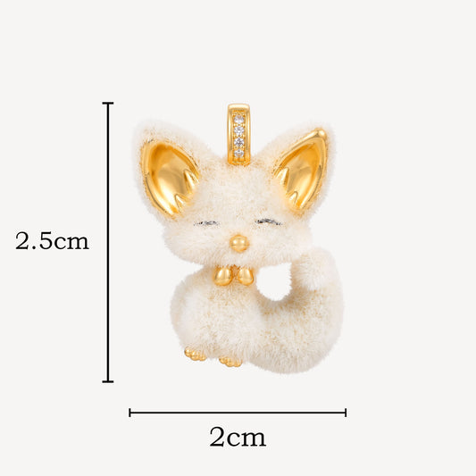 999 Gold 毛绒狐狸 Pendant (Small)