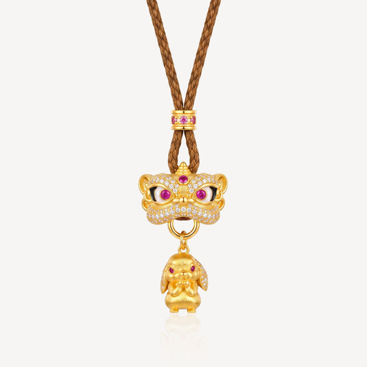 999 Gold 钱兔无量狮 Rope Necklace (S)