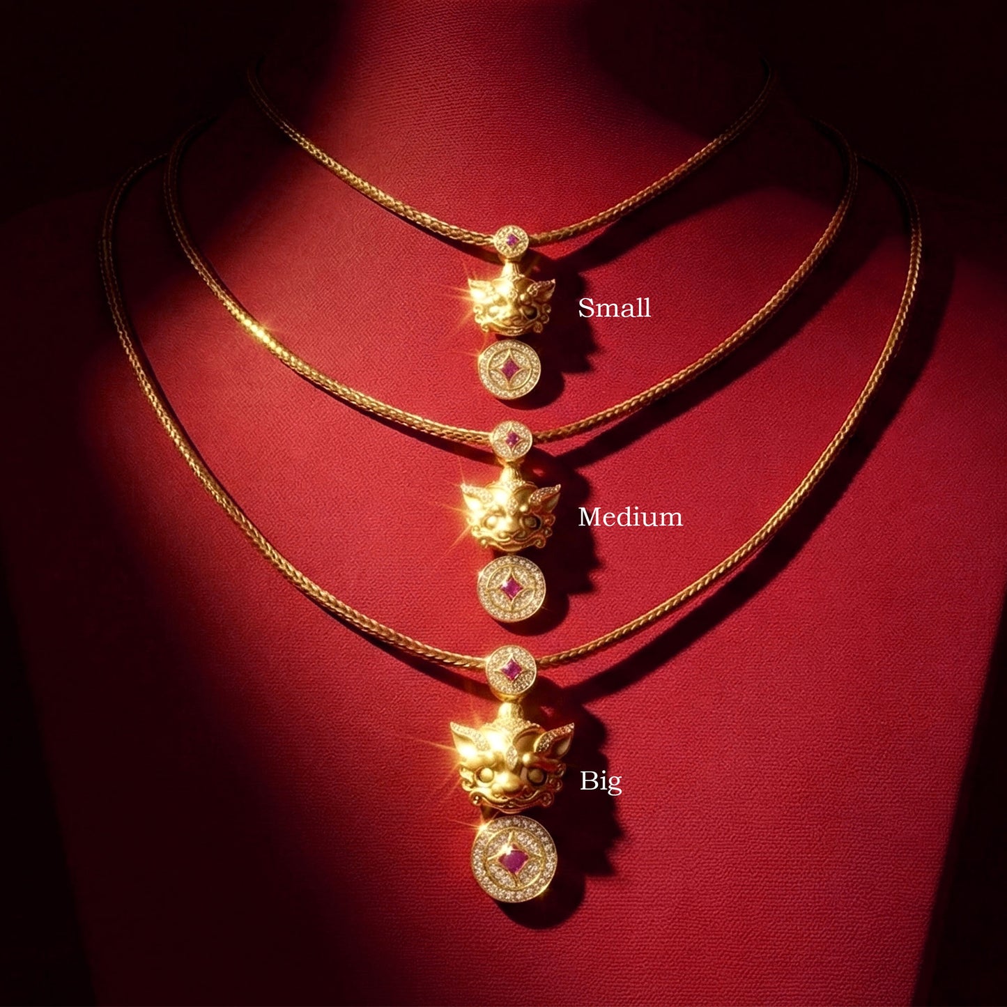 999 Gold 吞金兽 with Rope Necklace (Big)