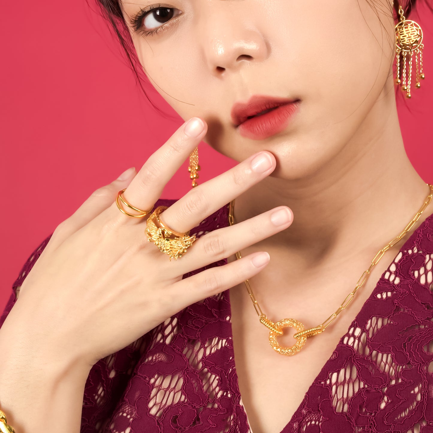 916金3D龙算盘戒指