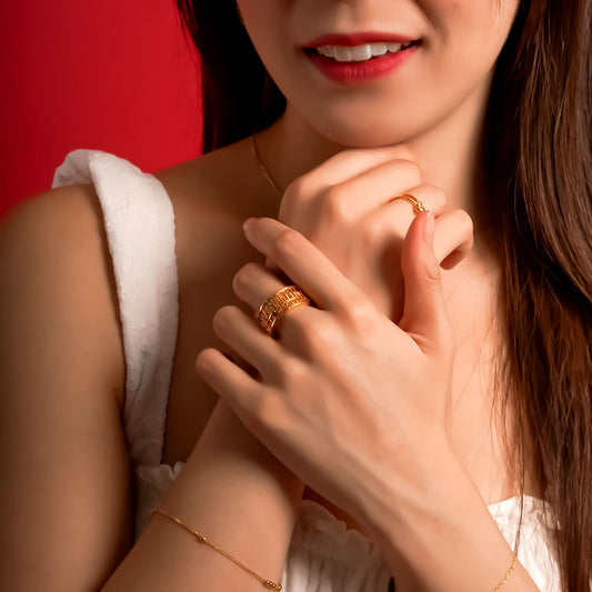 916 Gold 福 Abacus Ring (10mm)