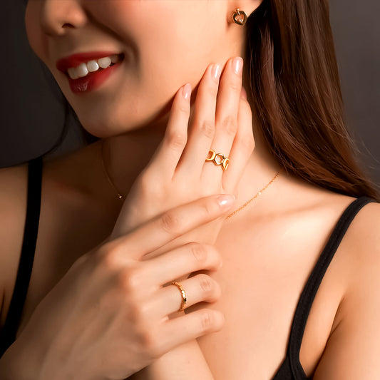 999 Gold Hexagonal Ring