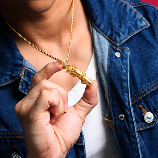 916 Gold Dragon Pillar Pendant (Can Open)