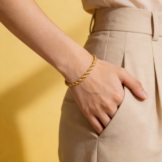 916 Gold Hollow Rope Bracelet (3mm)
