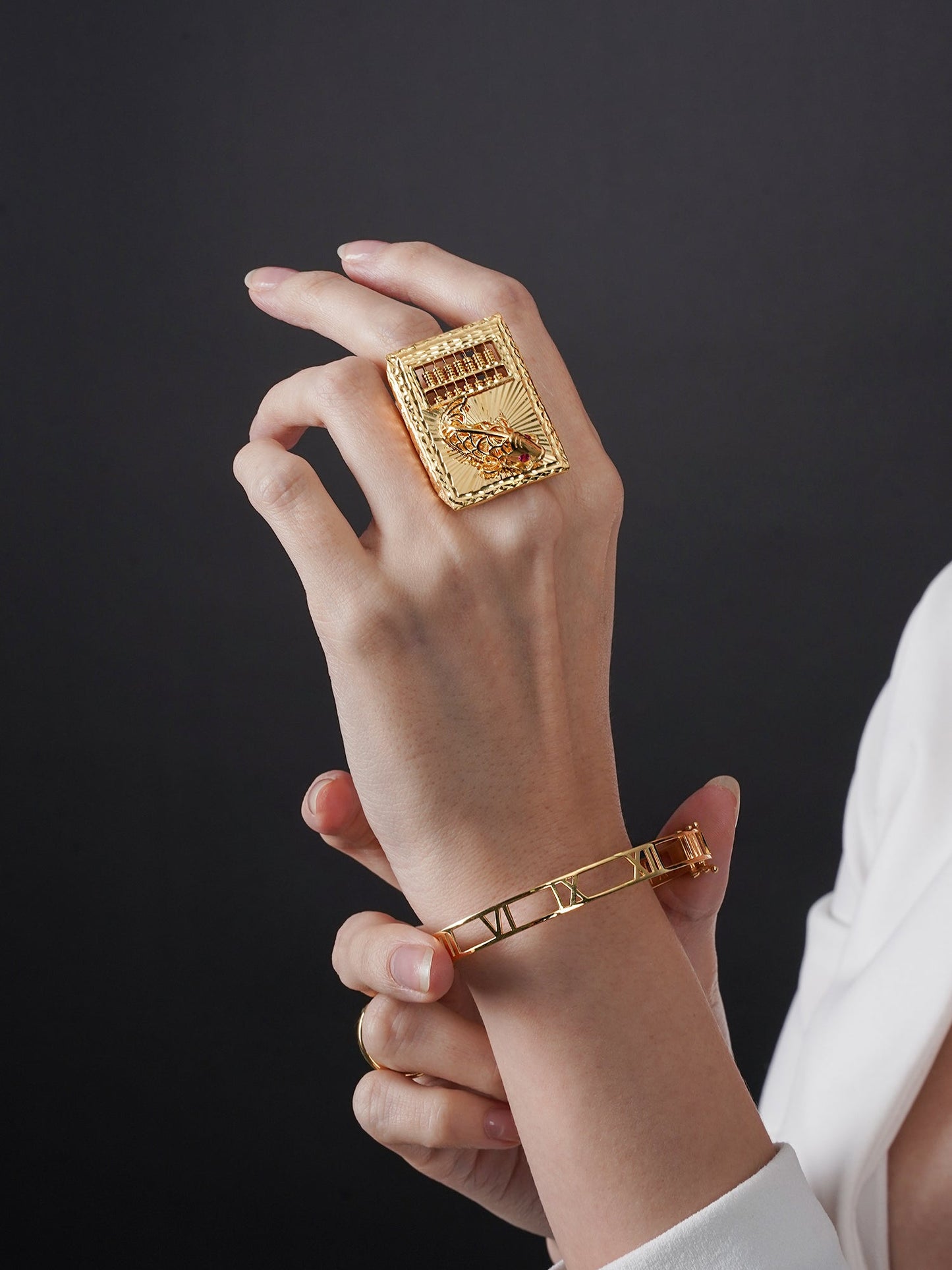 916 Gold Abacus Koi Ring