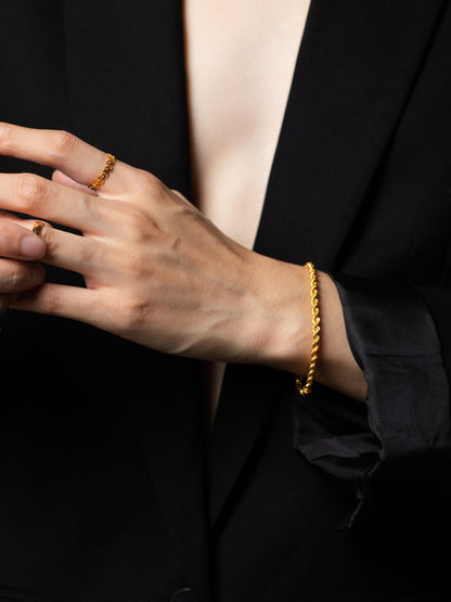 916 Gold Hollow Rope Bracelet (2mm)