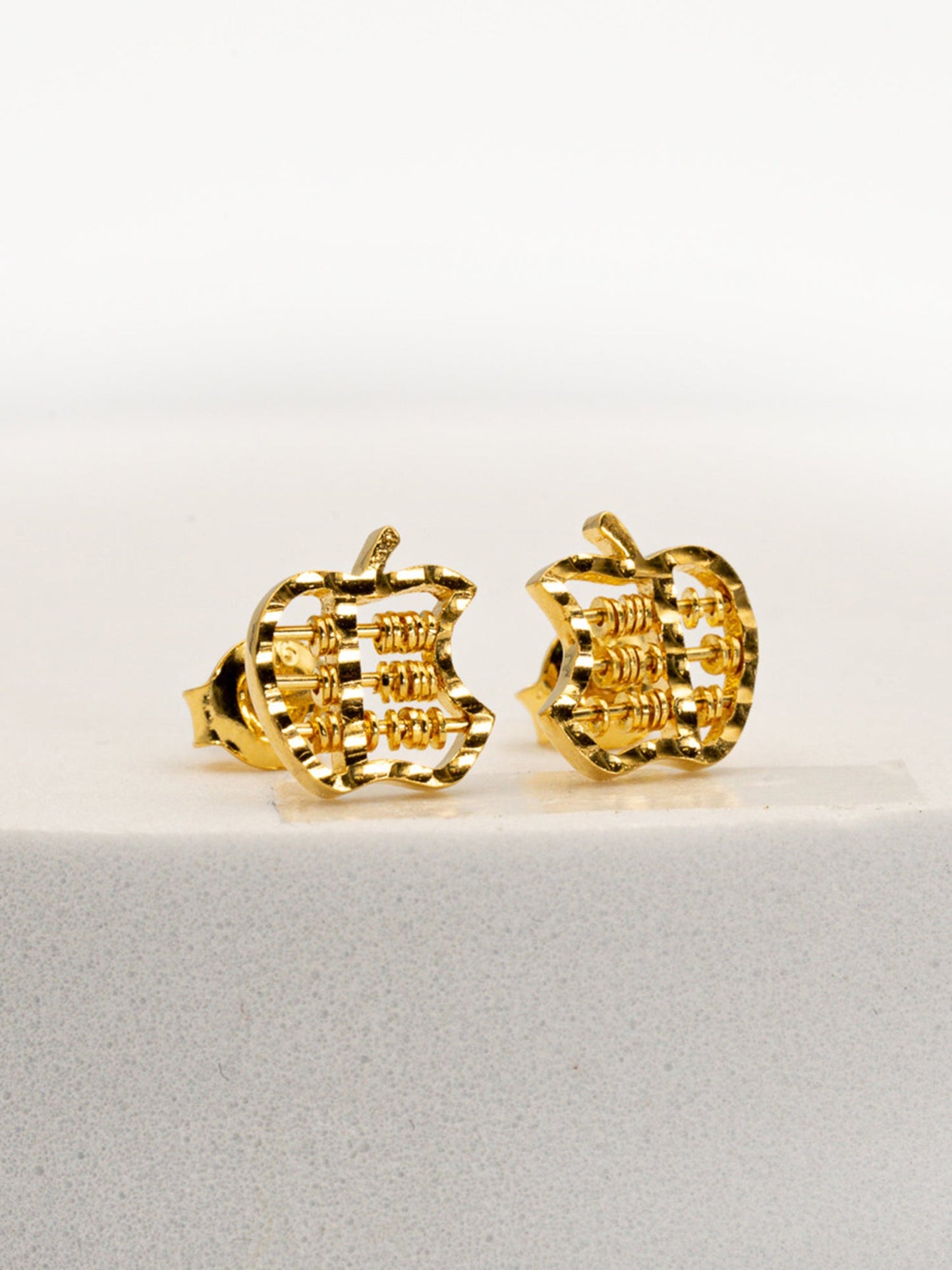 916 Gold Abacus Apple Earstuds