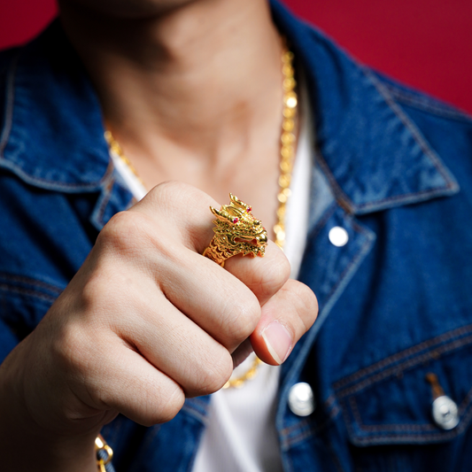 916 Gold 3D Dragon Ring