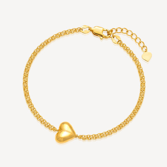 916 Gold 3DHeart Bracelet