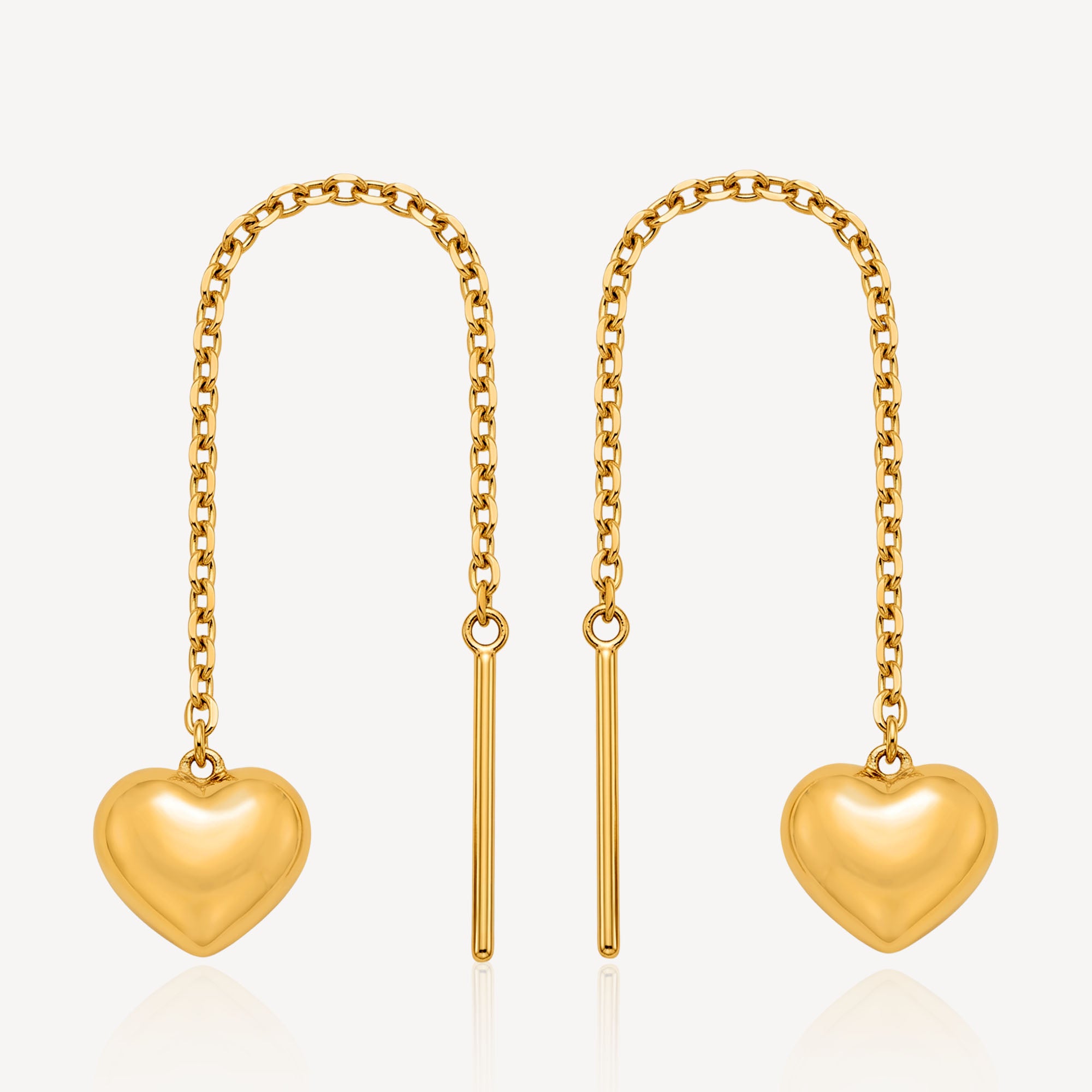 916 Gold 3D Heart String Earring – Top Gold Shop