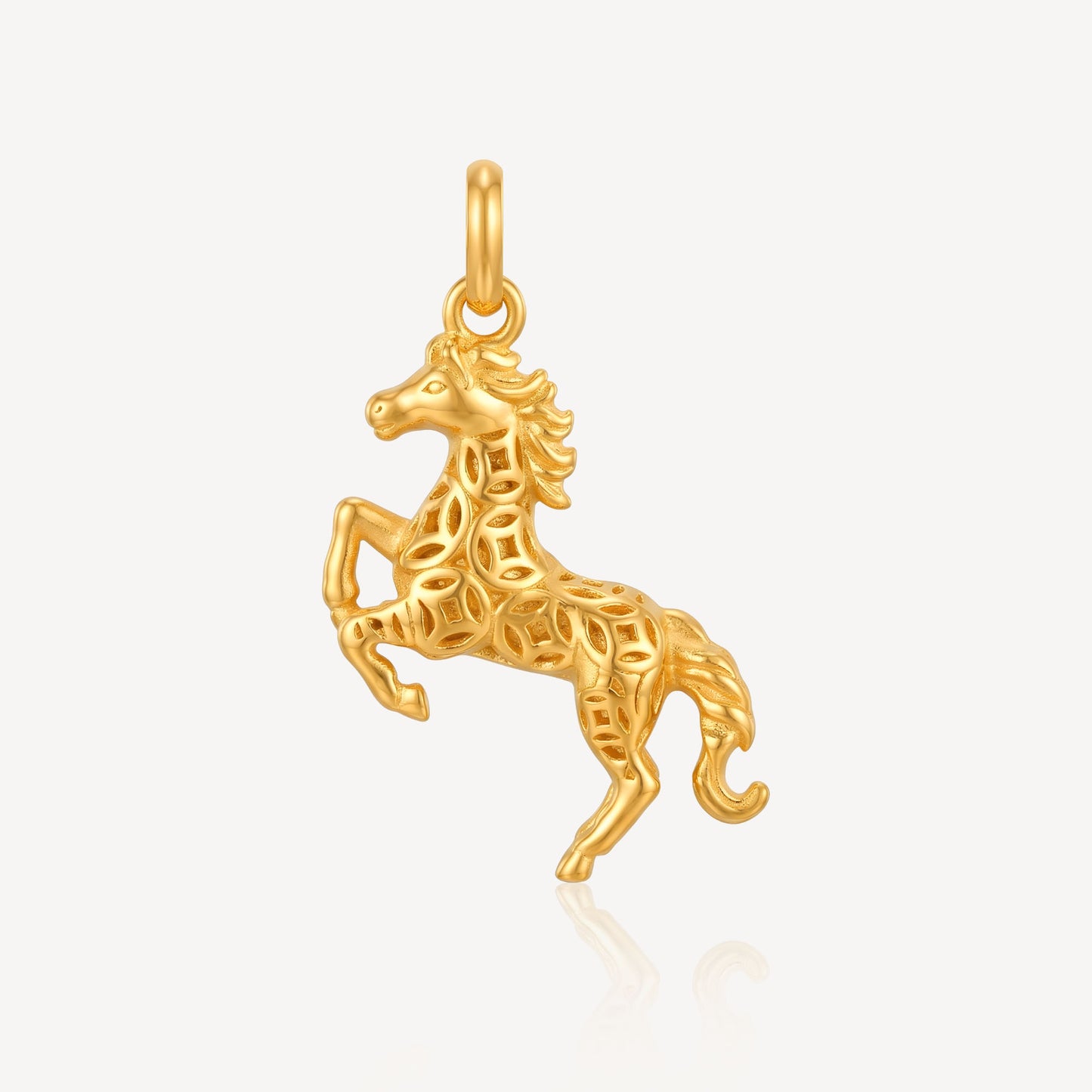 916 Gold 3D Horse Pendant