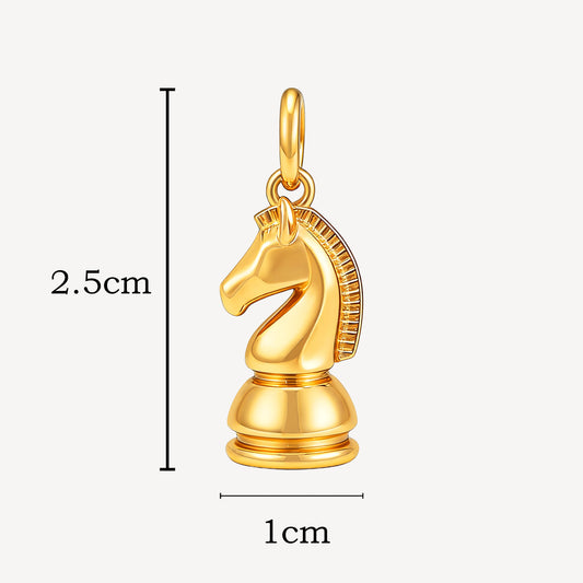 916 Gold 3D Knight Horse Pendant