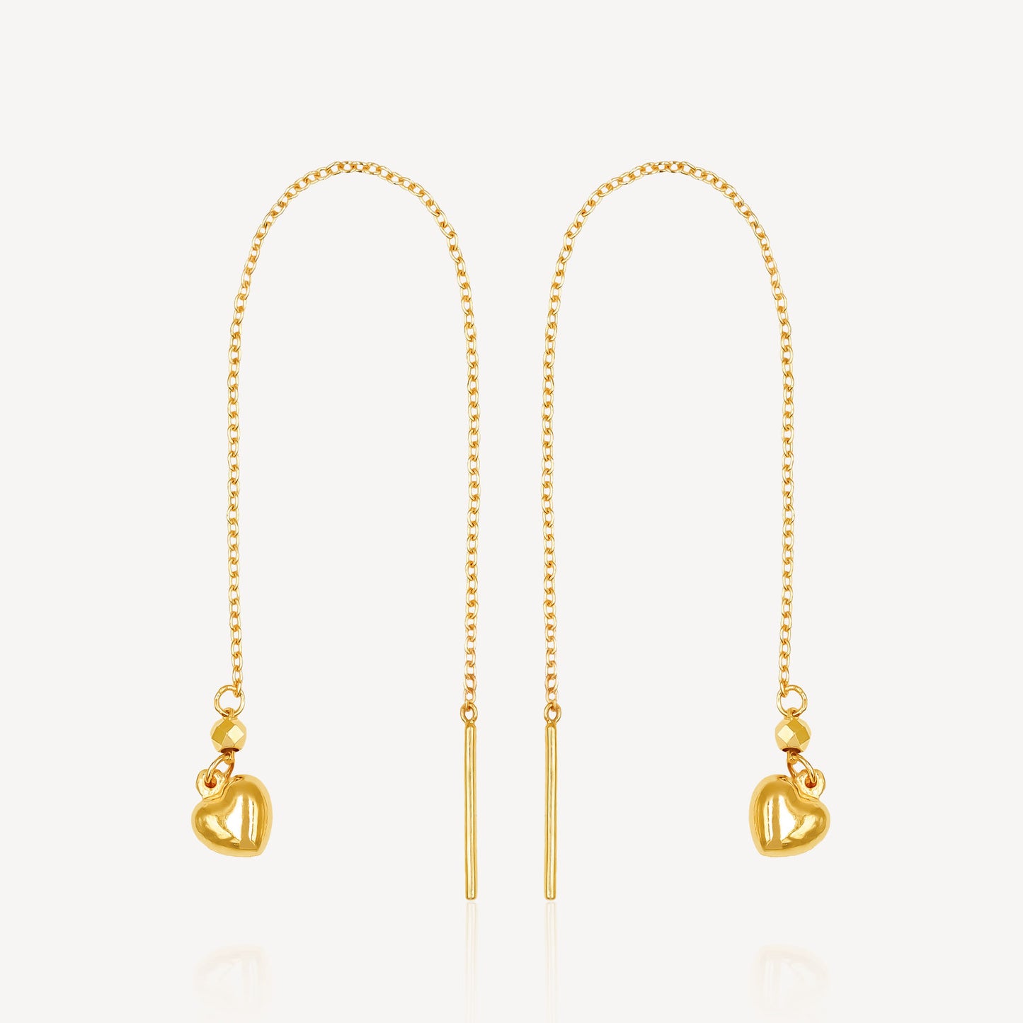 999 Gold 3D Love Threader Earring