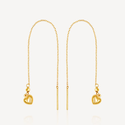 999 Gold 3D Love Threader Earring