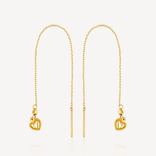 999 Gold 3D Love Threader Earring