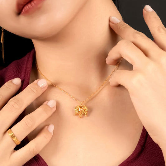 916 Gold 3D Safety Lock Necklace