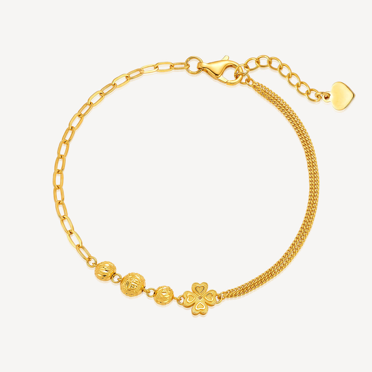 916 Gold 4Heart Ball Bracelet