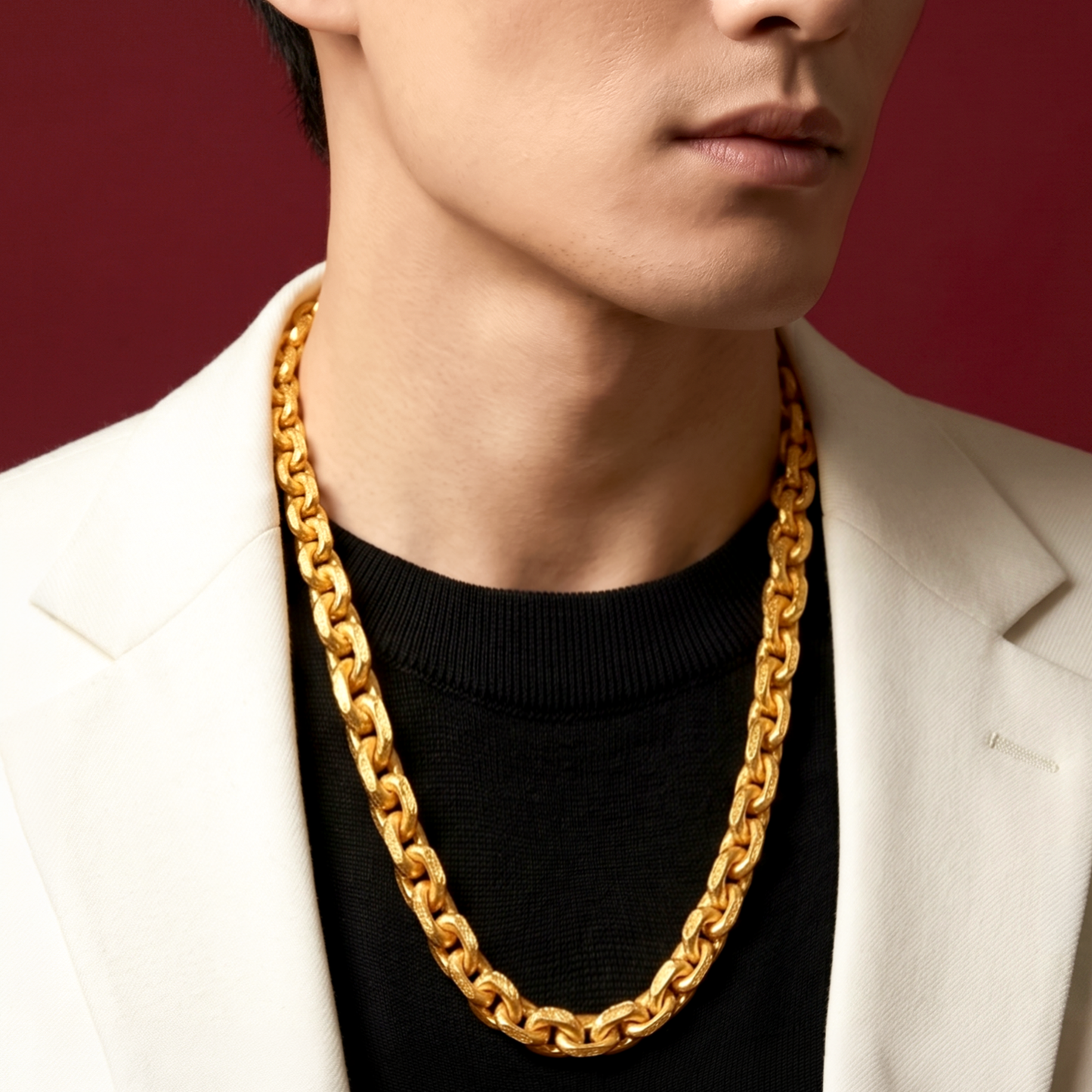 916 Gold 70cm Solid Wanzi Chain (500GM)- PREORDER