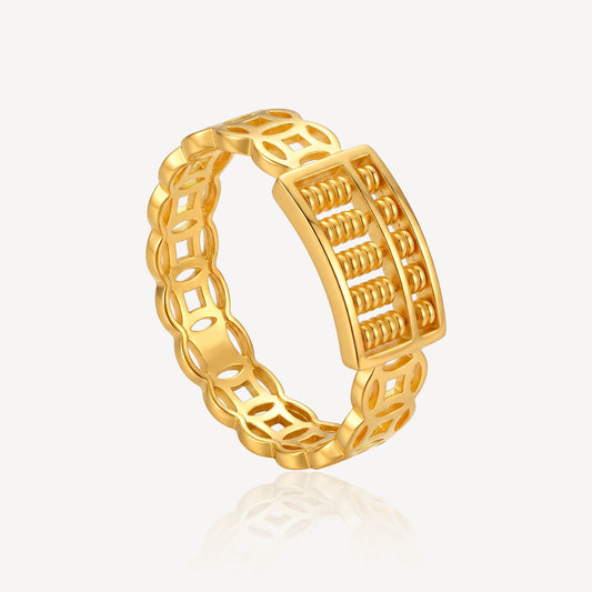916 Gold Abacus Coin Ring