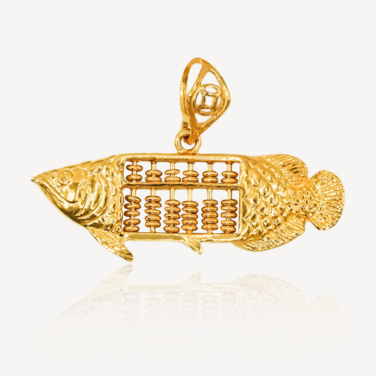 916 Gold Arowana Abacus Pendant