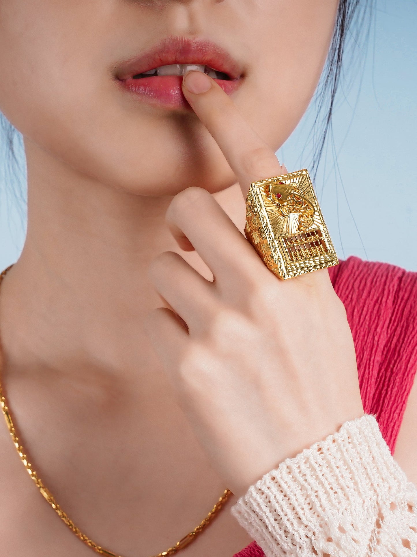 916 Gold Abacus Koi Ring