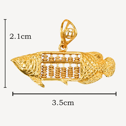916 Gold Arowana Abacus Pendant