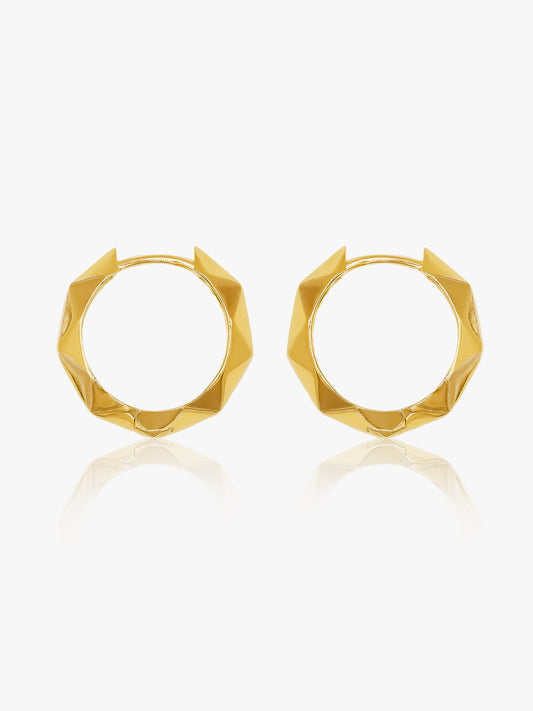 916 Gold Aurora Faceted Hoop Earring