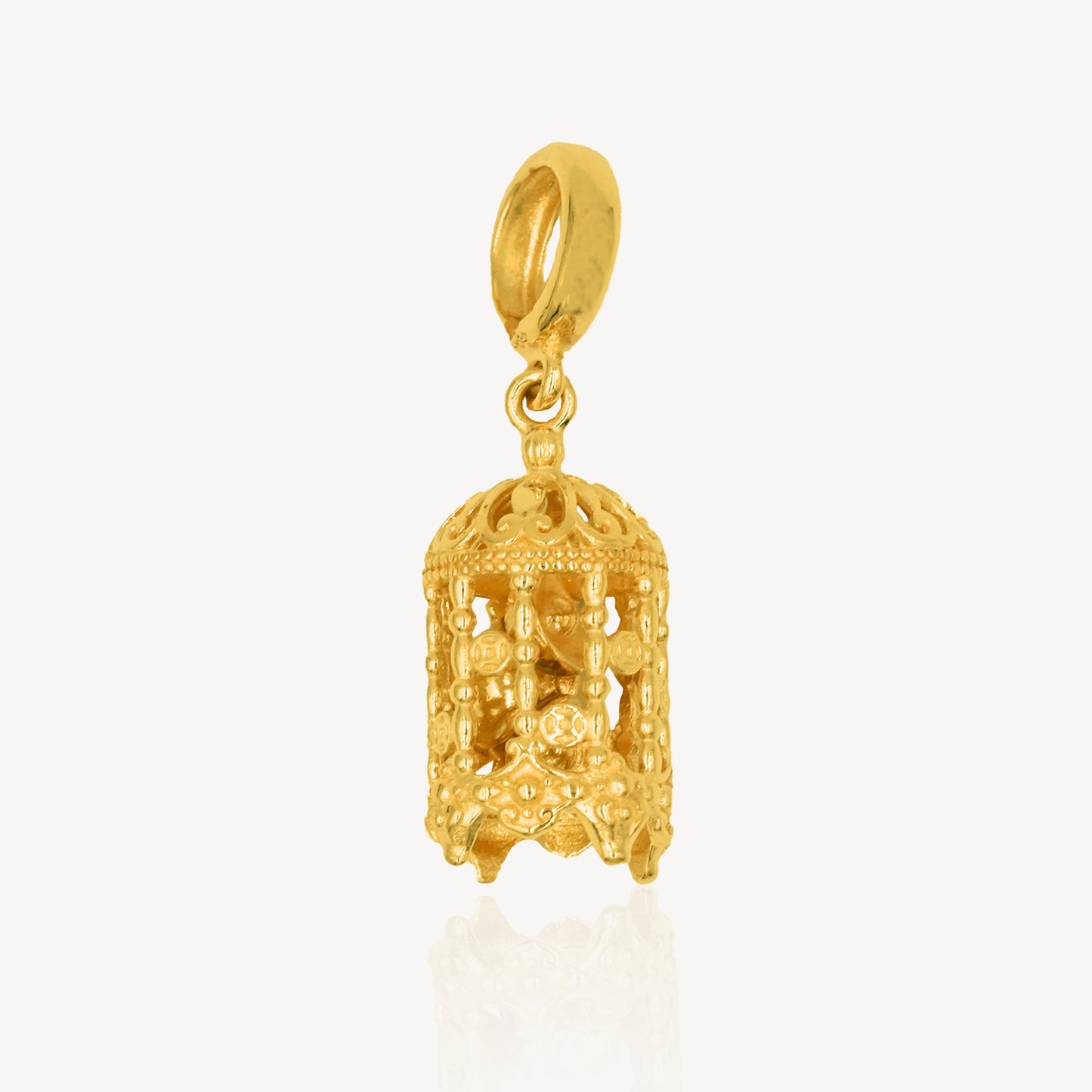 916 Gold Birdcage Charm