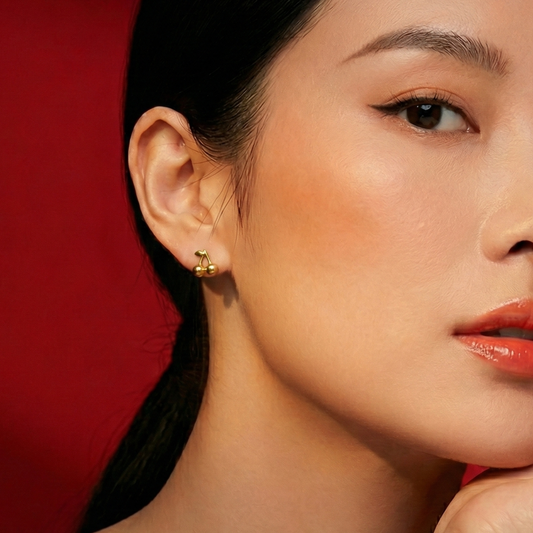 916 Gold Cherry Drop Earring