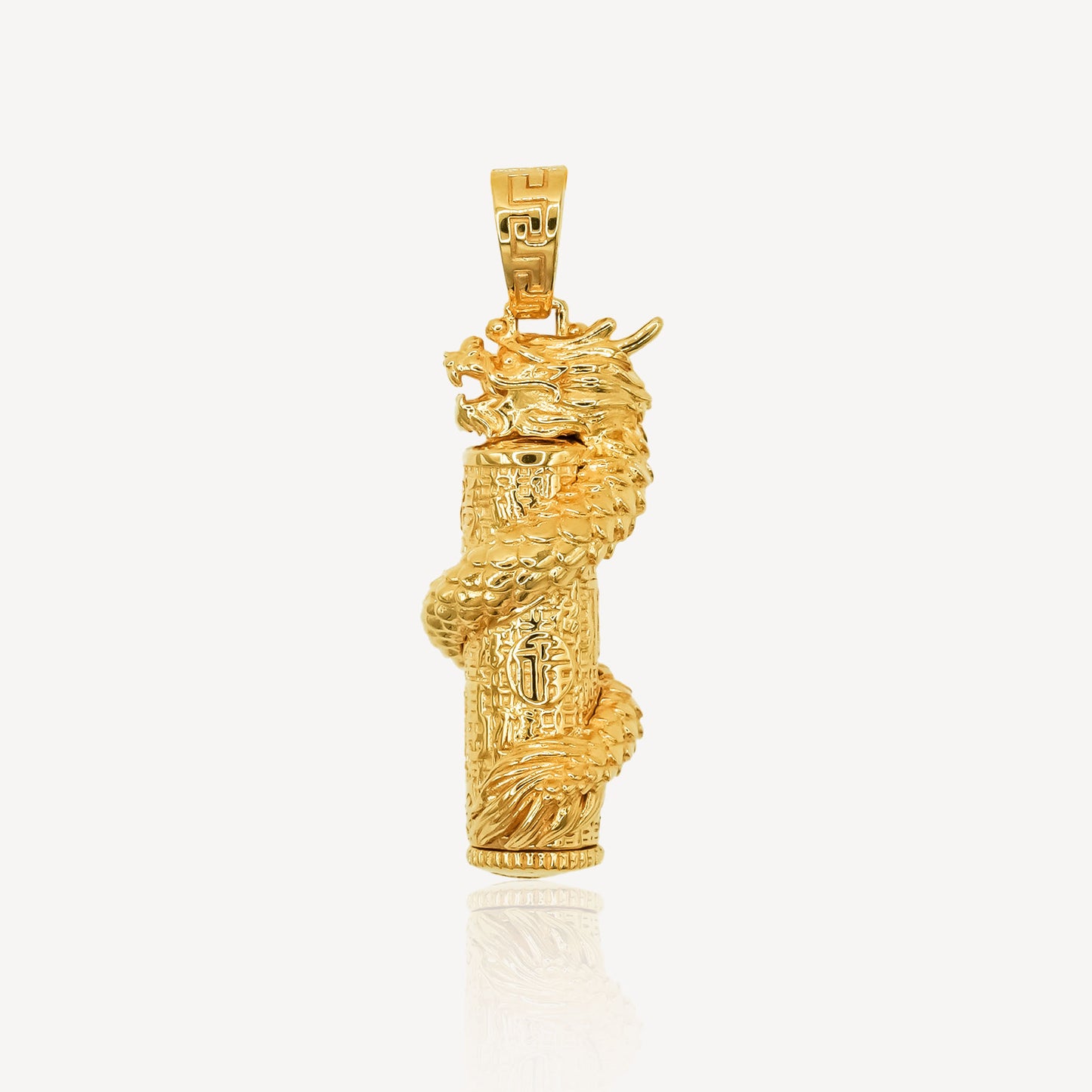 916 Gold Dragon Pillar Pendant (Can Open)