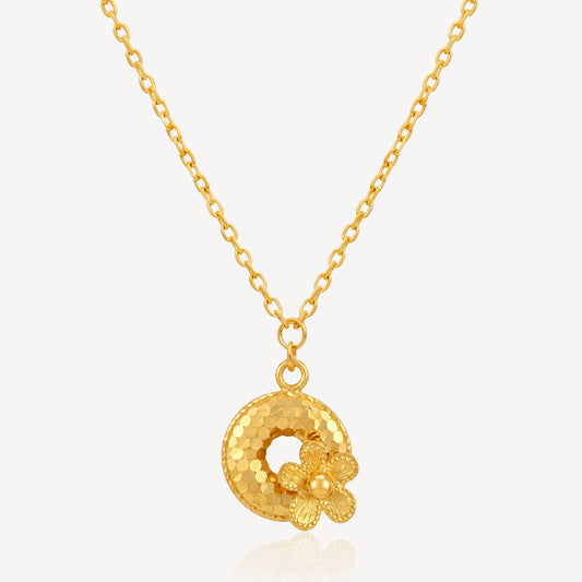 916 Gold Circle Flower Necklace