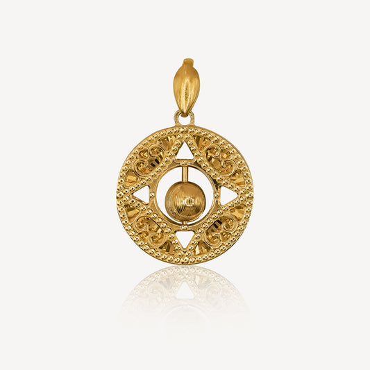 916 Gold Round Ruyi Pendant