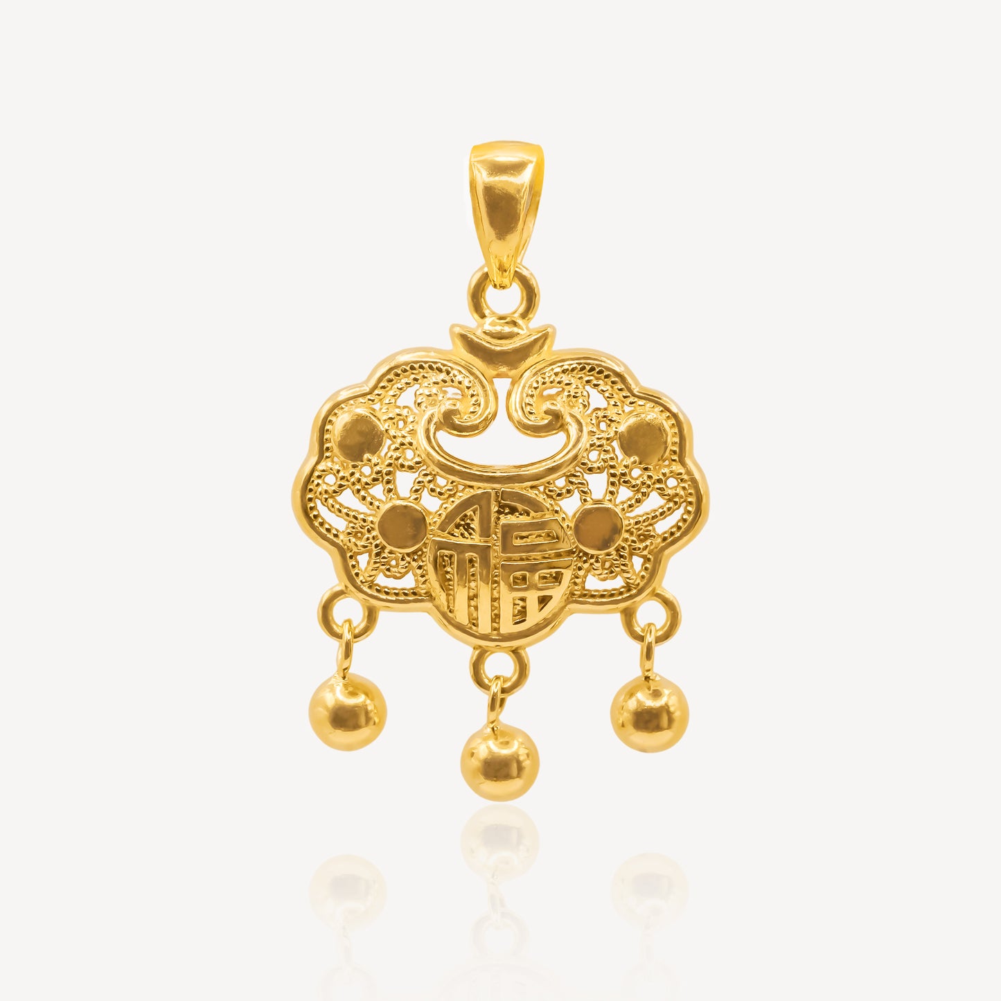 916 Gold 平安锁 Charm