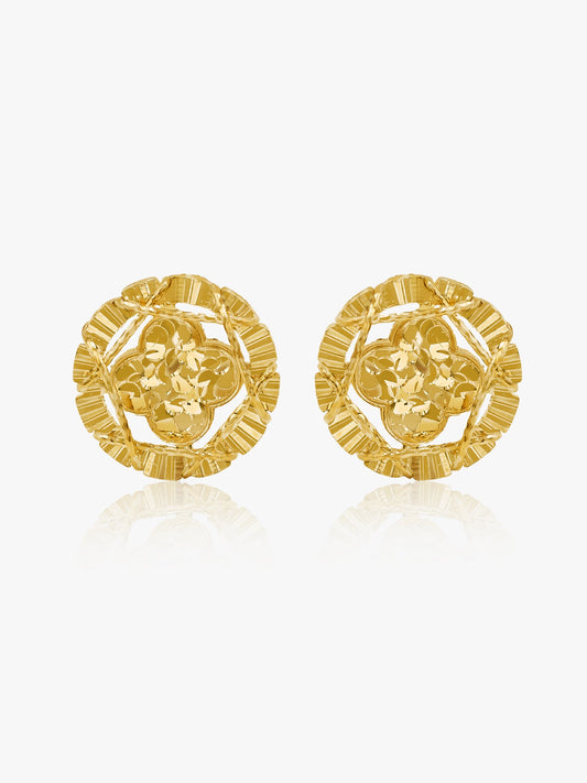 916 Gold Clover Coin Ear Stud