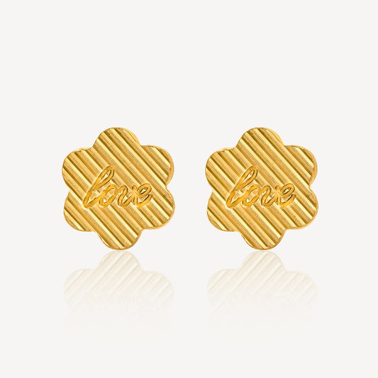 916 Gold Flower LOVE Earring