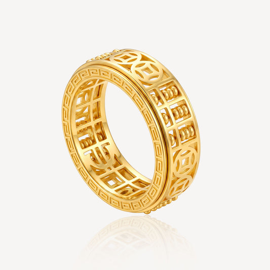 916 Gold Coin Abacus Rotate Ring