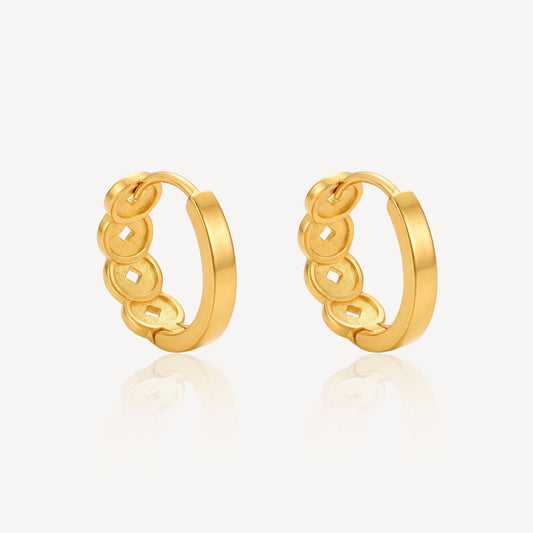 916 Gold Coin Bali Earring