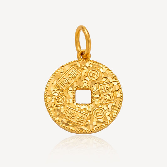 916 Gold Crush Coin 吉言 Pendant - Top Gold Shop Gold Jewellery in singapore