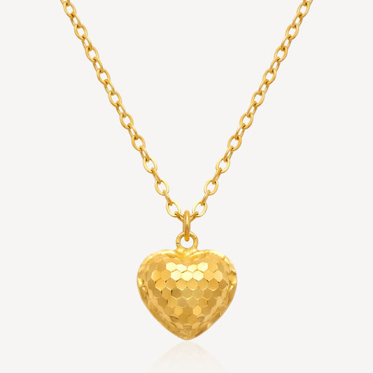 916 Gold Crush Heart Necklace