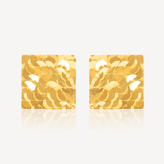 916 Gold Crush Square Earring
