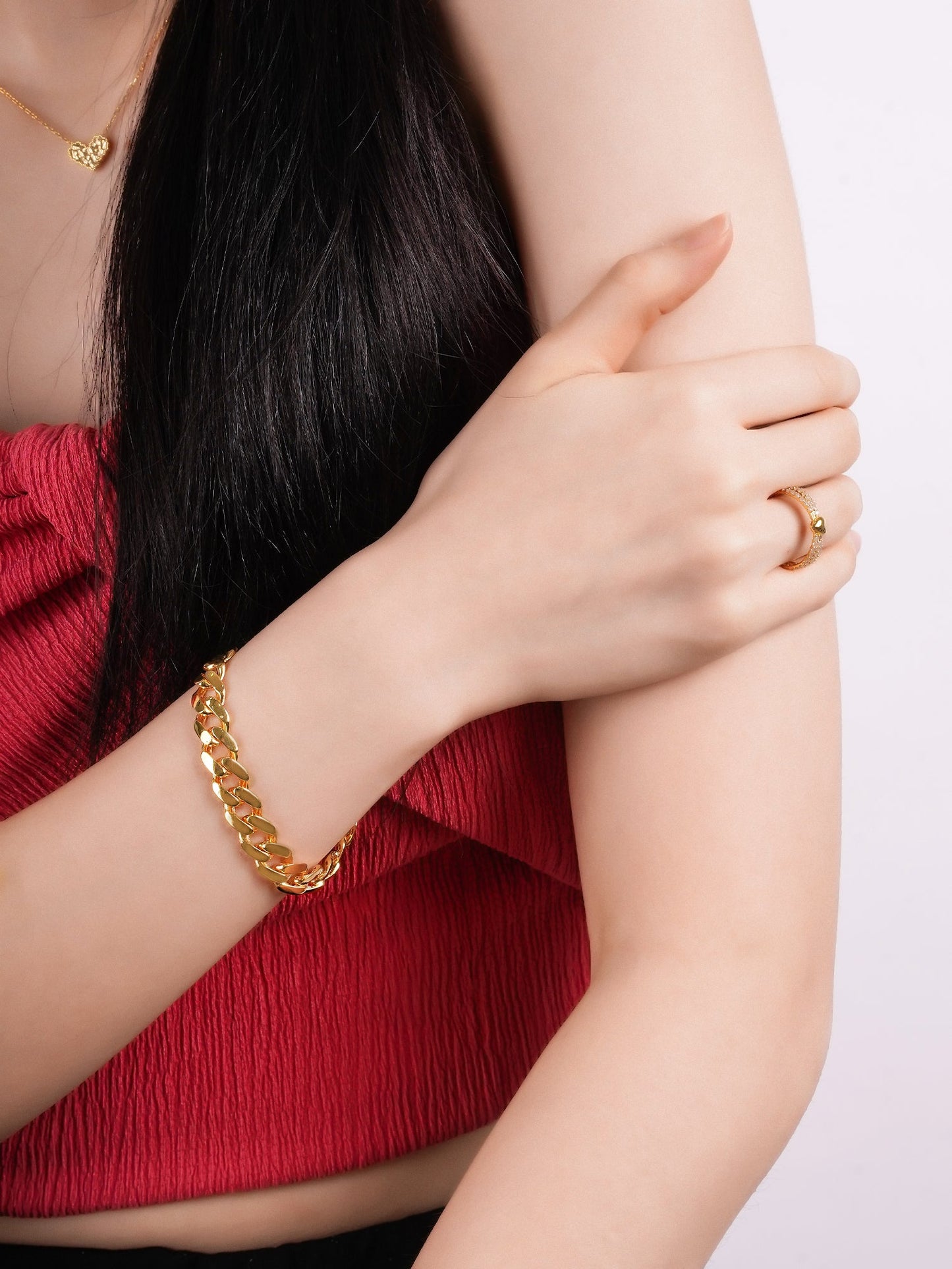 916 Gold Cuban Bracelet (Wide Loop)