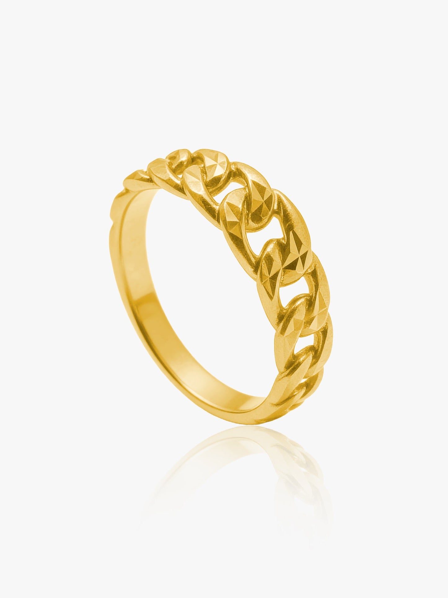 916 Gold Cuban Diamond Cut Ring