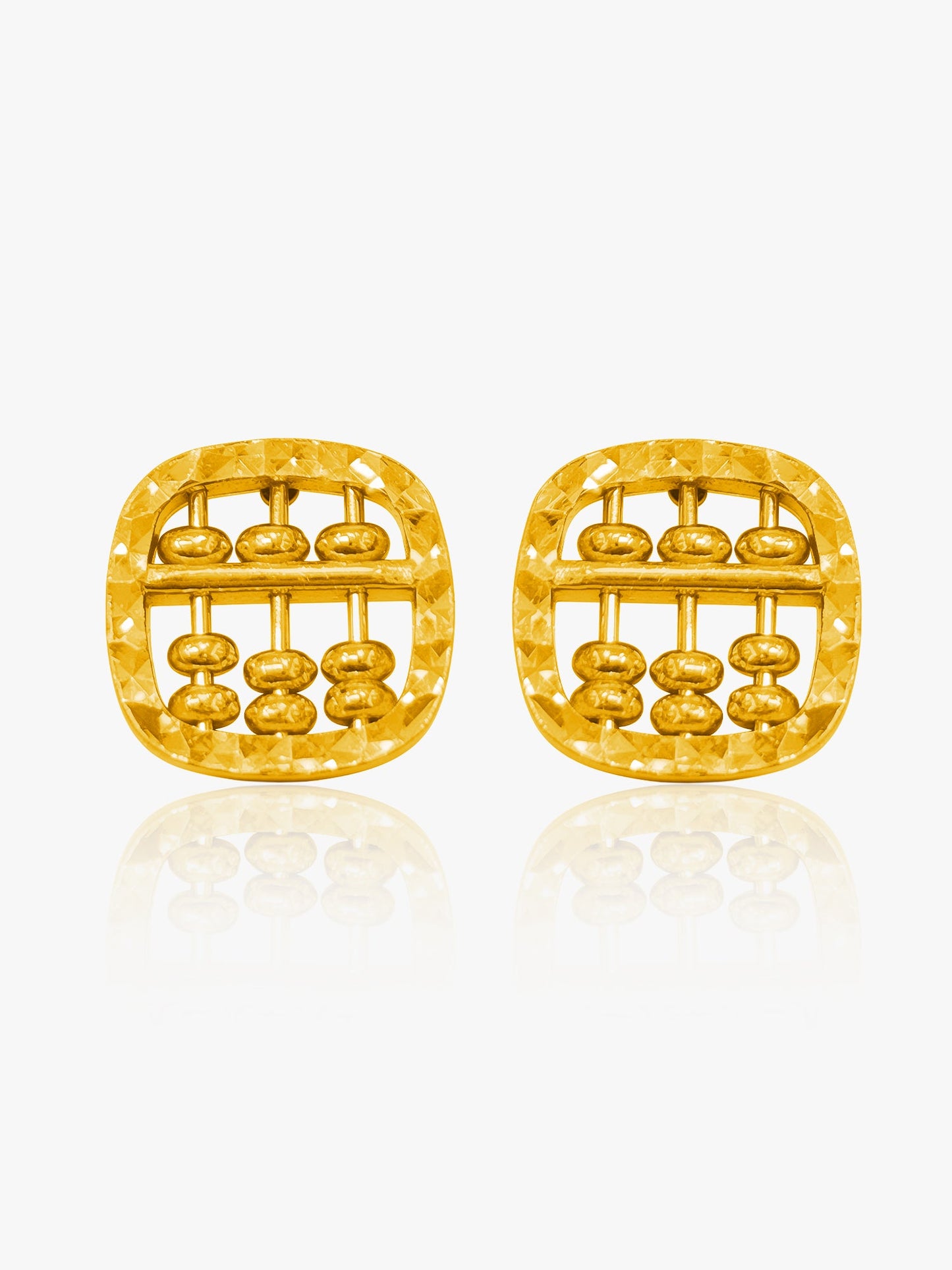 916 Gold Curvey Abacus Stud Earring