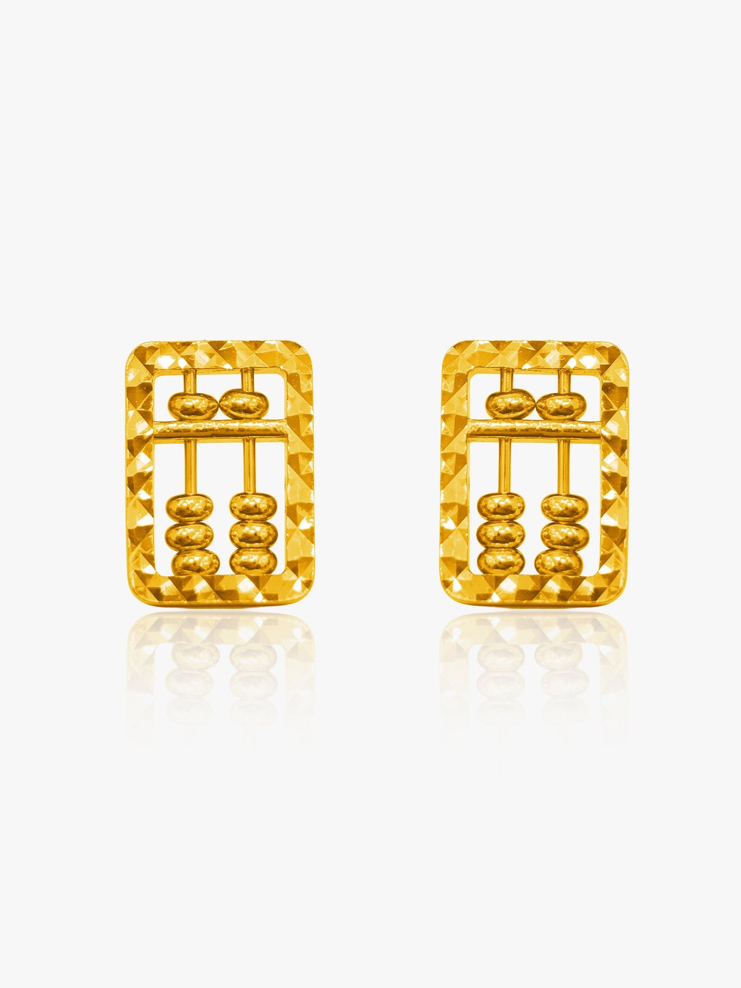 916 Gold Curvey Rec Abacus Stud Earring