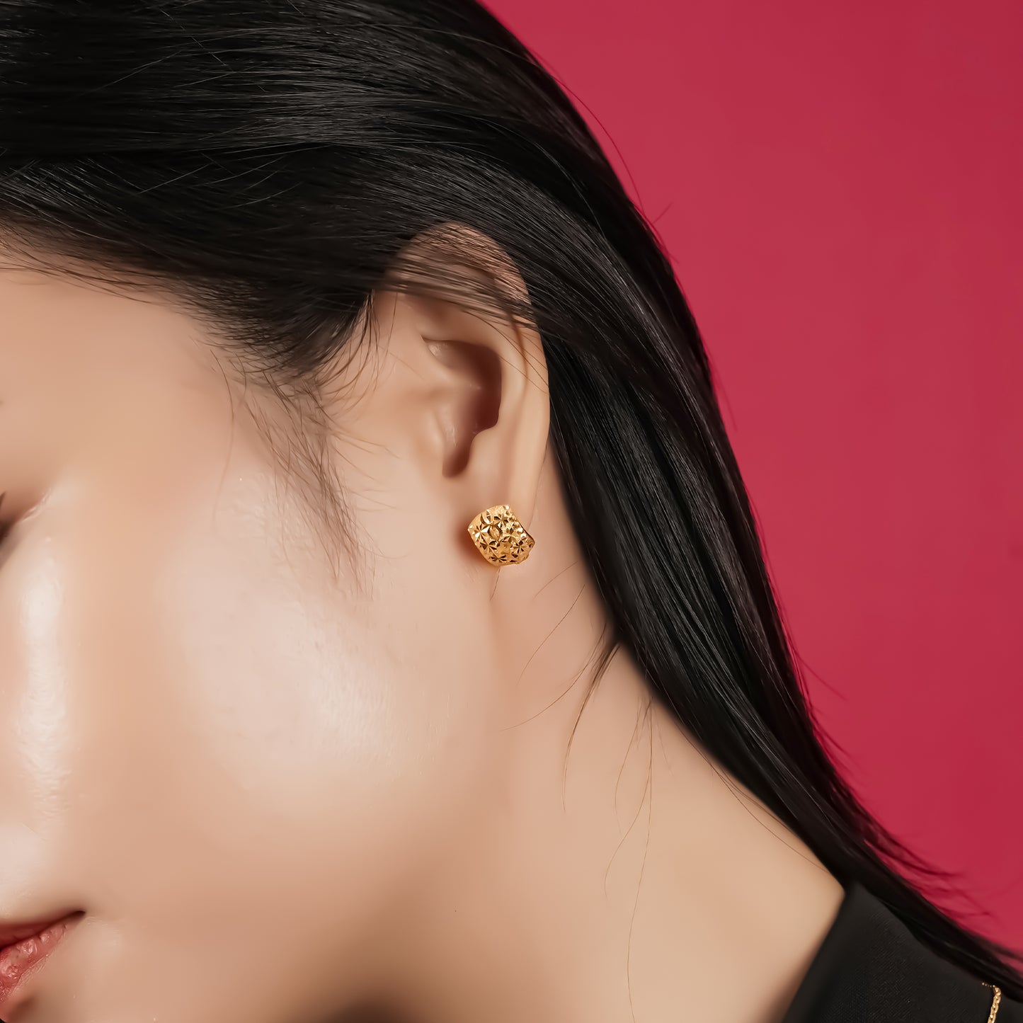 916 Gold Cutting Shiny Earring