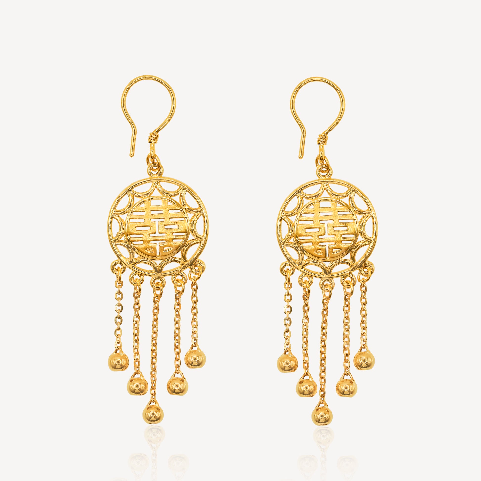 999 Gold Wedding 囍 Earring – Top Gold Shop