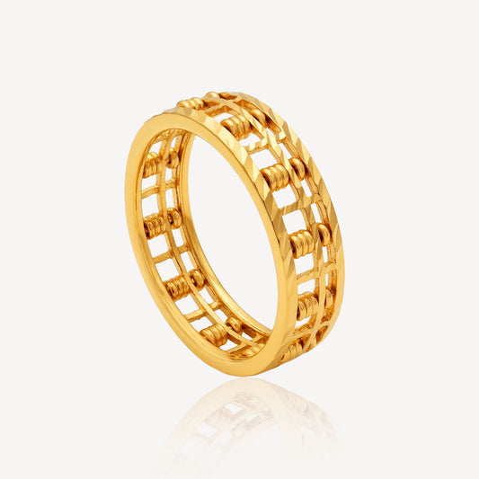 916 Gold Diamond Cut Abacus Ring