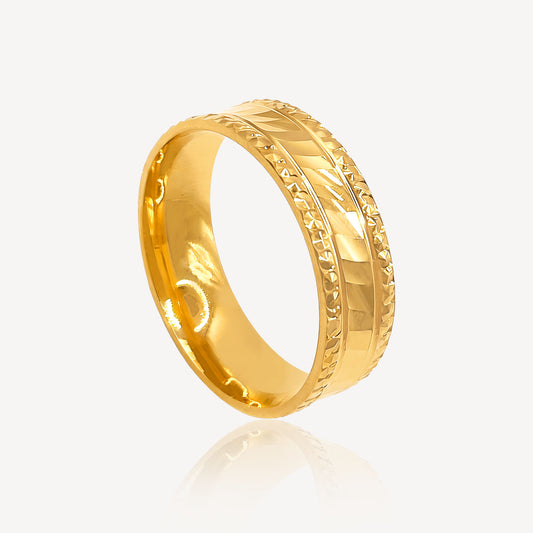 916 Gold Diamond Cut Ring - Top Gold Shop Gold Jewellery in singapore