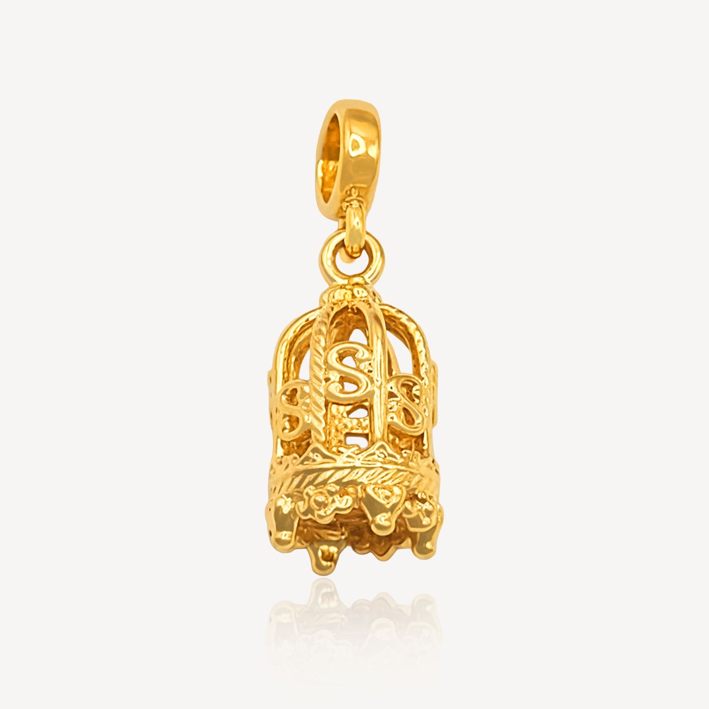 916 Gold Dollar Cage Charm