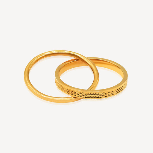 916 Gold Double Banded Ring